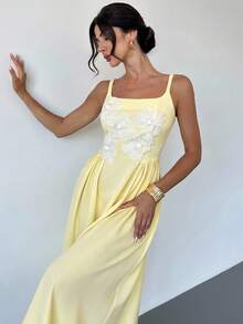 Firerie Vestido de mujer con volantes y bordado floral elegante - Rosa - Ver 9