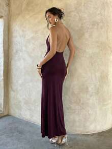 Aloruh 女士休闲优雅超长连衣裙/酒红色连衣裙/派对/夜店/度假性感迷你连衣裙/夏日连衣裙 - 玫瑰紅 - 查看 3