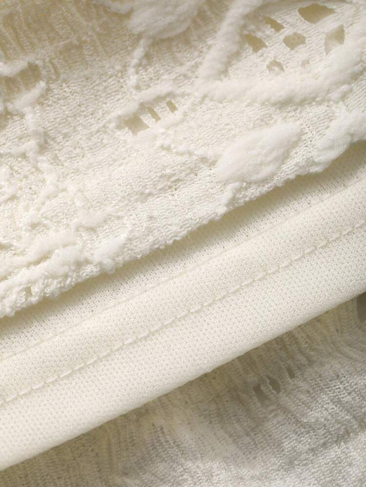 Women's Elegant Solid Color Textured Tie-Up Top And A-Line Skirt 2-Piece Set, Summer