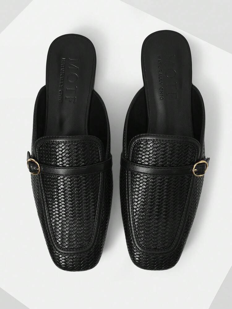 WOMEN'S SQUARE TOE CONTRAST BINDING BUCKLE DETAIL FLATS SPRING SHOES SPRING BREAK EASTER SPRING SHOES