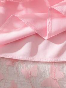 女童无袖纯色立领3D蝴蝶网纱连衣裙，优雅可爱，适合派对和玩耍，夏季 - 粉色 - 查看 11