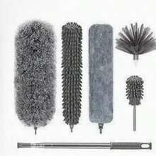 Ultra Fine Fiber Extendable Feather Dust Collector, Washable And Reusable, Used For Cleaning Ceiling Fans, High Ceilings, Televisions, Blinds, Cars, Household Appliances, Cleaning Tools, Floor Sweepers - Grey - View 7
