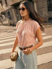 Daynim 纯色蝙蝠袖衬衫 - 乾枯玫瑰色 - 查看 1