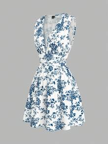 GlowEve Women's Woven Printed Summer Dress For Vacation - Blue - View 1