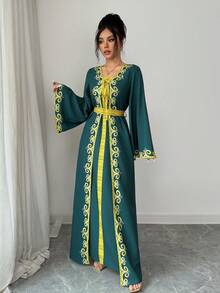 Elenzga Women's Elegant Floral Print 2 In 1 Dress, Suitable For Dates, Afternoon Tea, Graduation Ceremony, Vacation Wear - Green - View 6