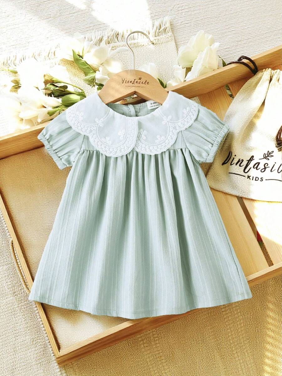 Vintaside Kids 新生儿宽松复古甜美褶皱连衣裙 - 彩色 - 查看 1