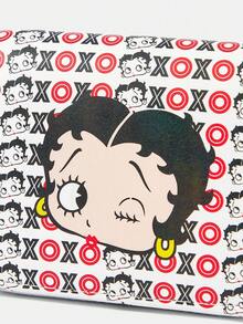 Betty Boop x SHEIN 1 chiếc, Ví ngắn thời trang in chữ trắng và môi đỏ - Màu trắng 1 - Xem 3
