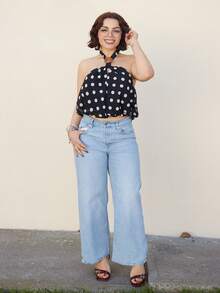 Lupita Cardoza Women's New Winter Top, Elegant Halter Neck Tie, Modern Style, Simple Polka Dot Camisole, Suitable For Everyday Wear, Dates, Autumn/Winter Layering, Christmas Outfits, And New Year's Wear. - Black - View 1