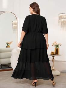 Reflora 大码女式V领休闲派对通勤连衣裙，适合夏季、婚礼等场合，包括奢华晚礼服、夏季服装、春季服装、春季套装、夏季连衣裙、春季连衣裙、节日连衣裙、优雅连衣裙、优雅派对连衣裙、派对套装、婚礼宾客连衣裙、婚礼派对连衣裙、婚礼及活动、伴娘礼服、毕业礼服、母亲毕业套装、外出套装、舞会礼服、生日礼服、女士生日套装、女士假日套装、女士度假套装、假日套装、正式连衣裙、奢华女士长袍、奢华女士罩袍、黑色连衣裙、大码黑色连衣裙、优雅晚礼服、大码曲线优雅连衣裙、Maweii大码连衣裙、大码半身裙、女士优雅套装、女士连衣裙、优雅经典女士连衣裙、正式服装、高品质连衣裙 - 黑色 - 查看 3