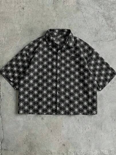 AXEPEAK Men's Simple Print Short Sleeve Shirt