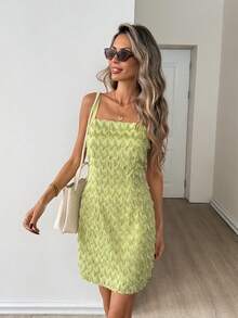 Easowa 绿色镂空碎花迷你连衣裙，适合浪漫假期、派对、音乐节等场合。 - 綠色 - 查看 3