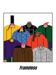 Joivida 1幅INS风格插画墙面艺术壁龛人物画装饰壁画，适用于奶茶店/面包店/甜品店 - 彩色 - 查看 14