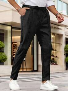 Manfinity Bizformal Men Slant Pocket Tie Front Trousers - Black - View 4