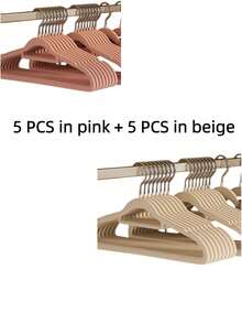 5/10个装天鹅绒衣架，防滑不留痕，适用于衣物收纳，居家宿舍，返校季衣橱整理，节省空间 - 彩色 - 查看 11