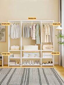 1pc Four-Layer Multifunctional Wardrobe - Dustproof Storage Rack With Hanging Rods, Easy To Install Without Tools, 66.93 Inches High, Suitable For Storing Shoes, Clothes, Bags, Etc. Space-Saving Design, Suitable For Bedrooms, Offices, - Multicolor - View 7