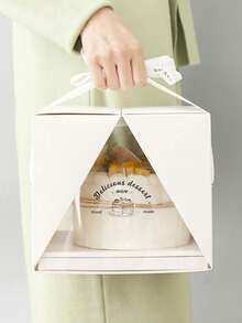 1 Cake Box With Handle, Available In 4/6/8 Inches, Handmade, Suitable For Packaging And Decoration At Weddings, Birthday Parties And Celebrations. - Clear - View 6