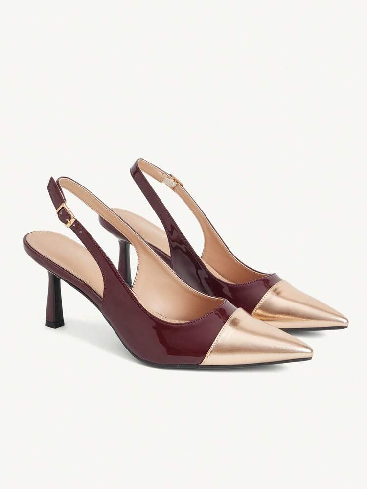 CUCCOO CHICEST 2025 New Stylish Elegant Color Block Pointed Toe High Heels, Suitable For All Seasons Wedding Shoes Summer Shoes Bride Shoes