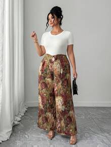 Elenzga Quần ống rộng dáng rộng thanh lịch dành cho nữ cỡ lớn, chất liệu jacquard, họa tiết hoa hồng và khuy cài, thích hợp cho đi làm, lễ tốt nghiệp, các ngày lễ, Ngày Valentine, lễ hội âm nhạc, Ngày của Mẹ, Halloween, Lễ Tạ ơn, Lễ Phục sinh, Ngày Quốc khánh, dạ hội, hẹn hò, tiệc tùng, đám cưới, hoạt động ngoài trời. Quần họa tiết hoa, quần hoa, quần in hoa, quần short nữ, quần short cạp cao, quần short in hoa, quần short thêu, quần short cài khuy hoa hồng, váy hoa hồng, váy họa tiết hoa. - Nhiều màu - Xem 5