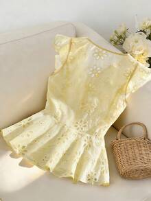 GlowEve Women's Embroidered Hollow-Out Vacation Shirt - Yellow - View 2