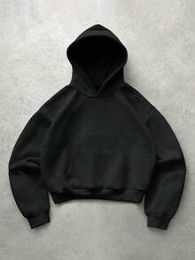 PAVTROS Men's Elastic Solid Color Street Style Grey Sweatshirt, Men's Sportswear, Men's Pullover Pullover Sweatshirt - Black - View 1