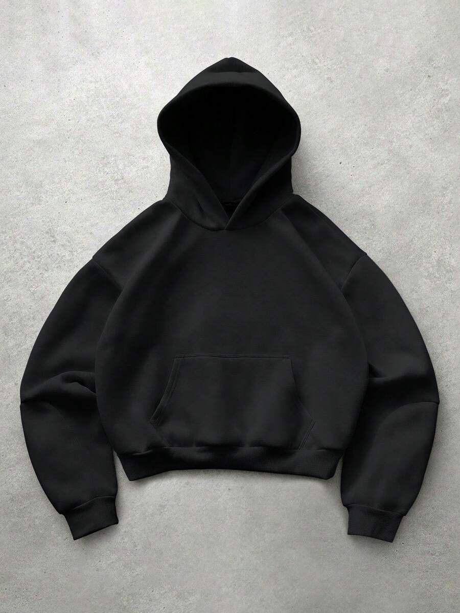 PAVTROS Men's Elastic Solid Color Street Style Grey Sweatshirt, Men's Sportswear, Men's Pullover Pullover Sweatshirt - Black - View 1