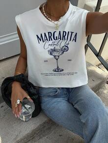 Siren Gaze 女士休闲简约无袖吊带背心，鸡尾酒印花 - 百搭运动风夏季海滩度假装，适合春假、热带海岛婚礼、周年纪念、伴娘派对、约会之夜、婚礼宾客、新娘送礼会、波西米亚音乐节及时尚夏季穿着 - 白色 - 查看 5