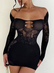 Sirith Đầm dài tay gợi cảm khoét hở lãng mạn dành cho nữ - màu đen - Xem 7