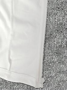 Lalippa 女士梅花水墨画风格红黑撞色印花轻薄外套，时尚休闲运动拉链设计，修身长袖，适合户外旅行，礼品 - 白色 - 查看 4