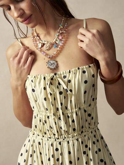 Bohemela Vestido casual de lunares tejido para mujer