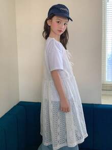 Dazy Kids Tween Girls' Summer Casual Solid Color Hollow Out Knit Camisole - White - View 2