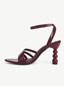 CUCCOO CHICEST 新款春夏户外女士高跟性感凉鞋，时尚细带罗马鞋，适合派对、复活节庆祝活动 - 棗紅 - 查看 5