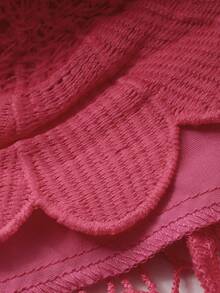 DAZY Women's Elegant Lace Square Collar Mid-Length Dress, Summer - Hot Pink - View 10