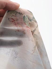 DAZY 雪纺长袖连衣裙，春季高端修身优雅女式长裙 - 杏色 - 查看 8