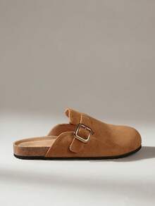 Solecia 女士新款半包式套脚拖鞋，适合外出、居家、工作和休闲场合穿着 - 深棕色 - 查看 1