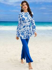 Swim Mulvari 两件套休闲沙滩拉链长袖长裤泳衣套装 - 彩色 - 查看 3