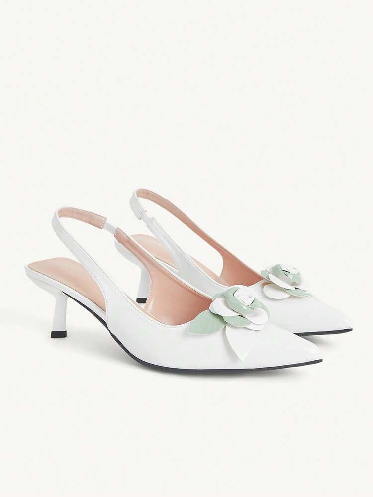 CUCCOO CHICEST Women's Fashion 3D Floral Pointed Stiletto High Heel Shoes Wedding Shoes Summer Shoes Bride Shoes