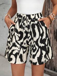 EMERY ROSE Women's Vacation Tie-Waist All-Over Print Pocket Loose Shorts - Multicolor - View 6