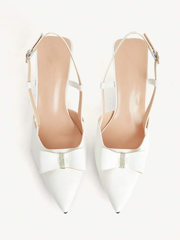 CUCCOO CHICEST Bow Decor Pointed Toe Fashionable Elegant Commuting High Heels Wedding Shoes Summer Shoes Bride Shoes