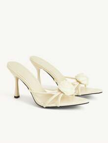 CUCCOO CHICEST 女士尖头多带露跟凉鞋，专业优雅通勤鞋 - 米色 - 查看 1