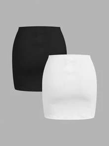 SHEIN BASICS 2件装女士半身裙 - 彩色 - 查看 2