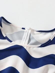 Franclia 女士优雅蓝色连衣裙，春夏装 - 藍色 - 查看 4