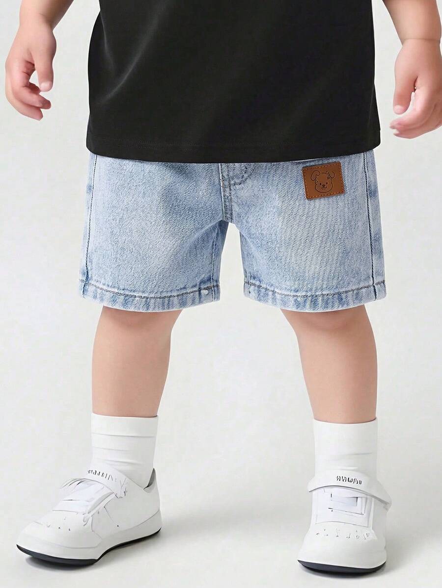 Quần short denim cạp chun co giãn, họa tiết phối màu, phong cách mùa hè cho bé trai. - Nhiều màu - Xem 1