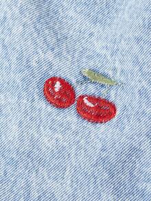 Sweetra Cherry Embroidery Loose Fit Women's Jeans - Blue - View 4