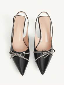 CUCCOO CHICEST 女士时尚水钻花朵尖头细高跟单鞋 - 黑色 - 查看 1