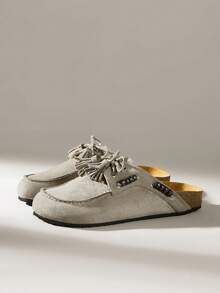 Solecia 女士休闲流苏平底鞋，百搭时尚日常鞋 - 灰色 - 查看 3