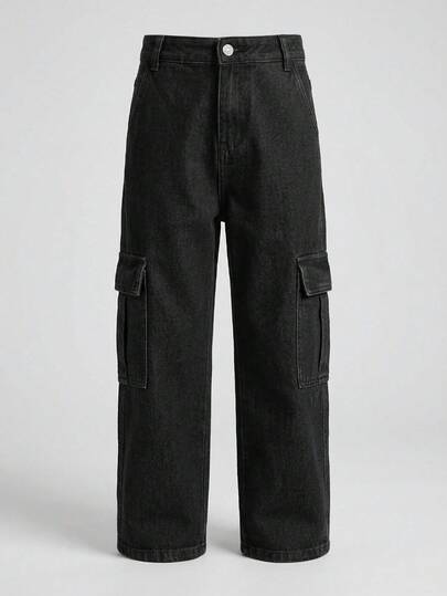 Jeans Rectos Cargo de Mezclilla para niño  – Corte Clásico | Tiro Medio | Estilo Casual