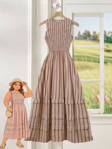 EMERY ROSE 大码女式休闲度假条纹连衣裙，春夏款 - 彩色 - 查看 7