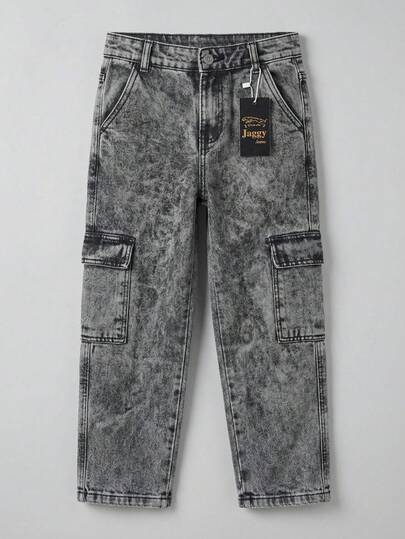 Jeans Rectos Cargo de Mezclilla para niño  – Corte Clásico | Tiro Medio | Estilo Casual