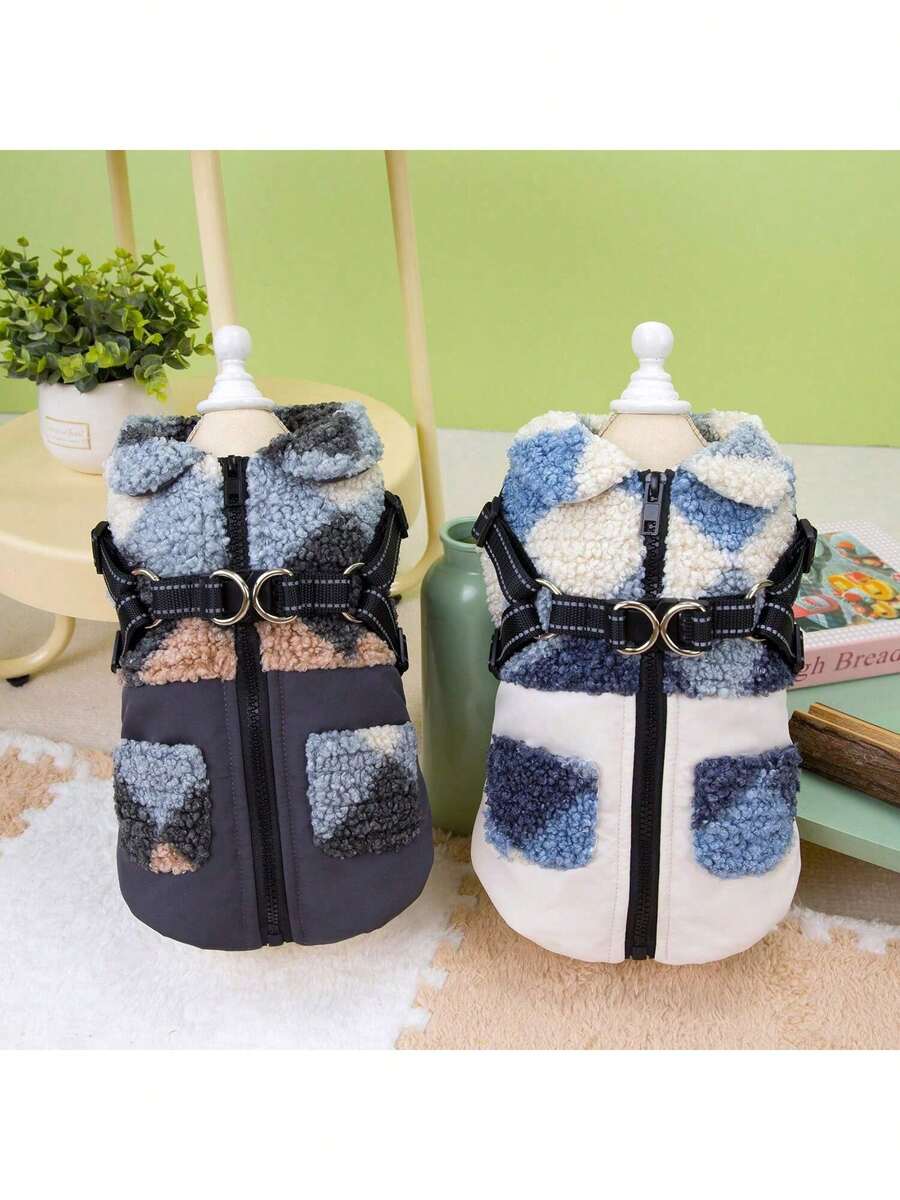新款秋冬宠物服装，布艺牵引绳外套，宠物皮夹克，加厚保暖，猫咪服装，狗狗外套，猫咪加厚外套，宠物服饰，猫咪保暖套装，英伦风牵引绳加厚外套，新款皮夹克，保暖宠物加厚背心，秋冬必备