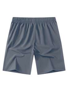 Manfinity Homme Men's Dark Grey Graphic Track Shorts Woven Fabric Sporty Design With Pockets Short Length - Dark Grey - View 2